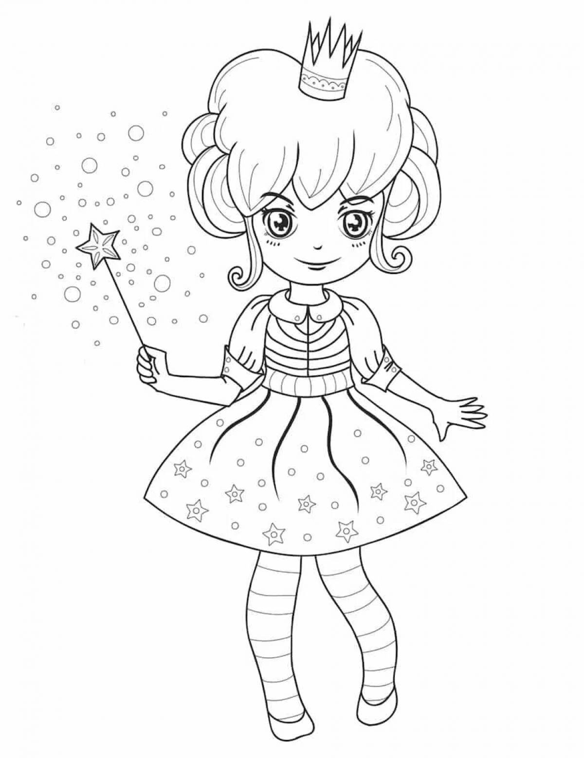 Color-crazy doll coloring page for children 5-6 years old