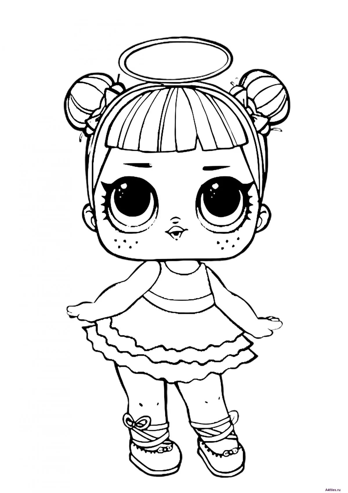 Color-frenzy doll coloring page for children 5-6 years old