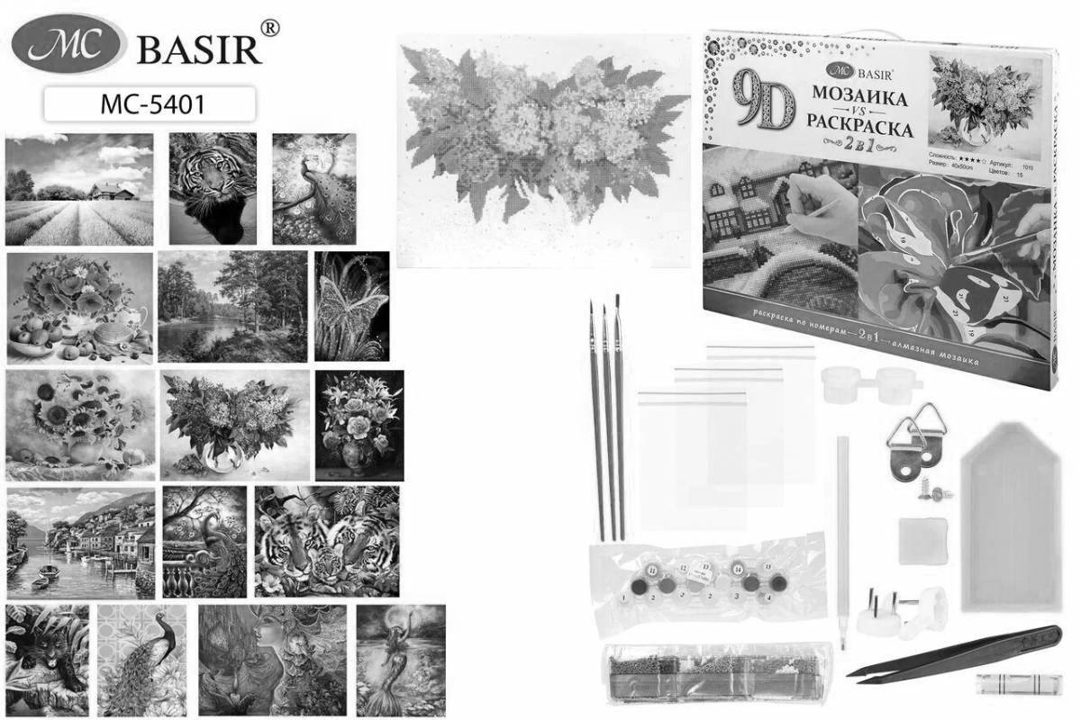 Photo Coloring book joyful diamond mosaic