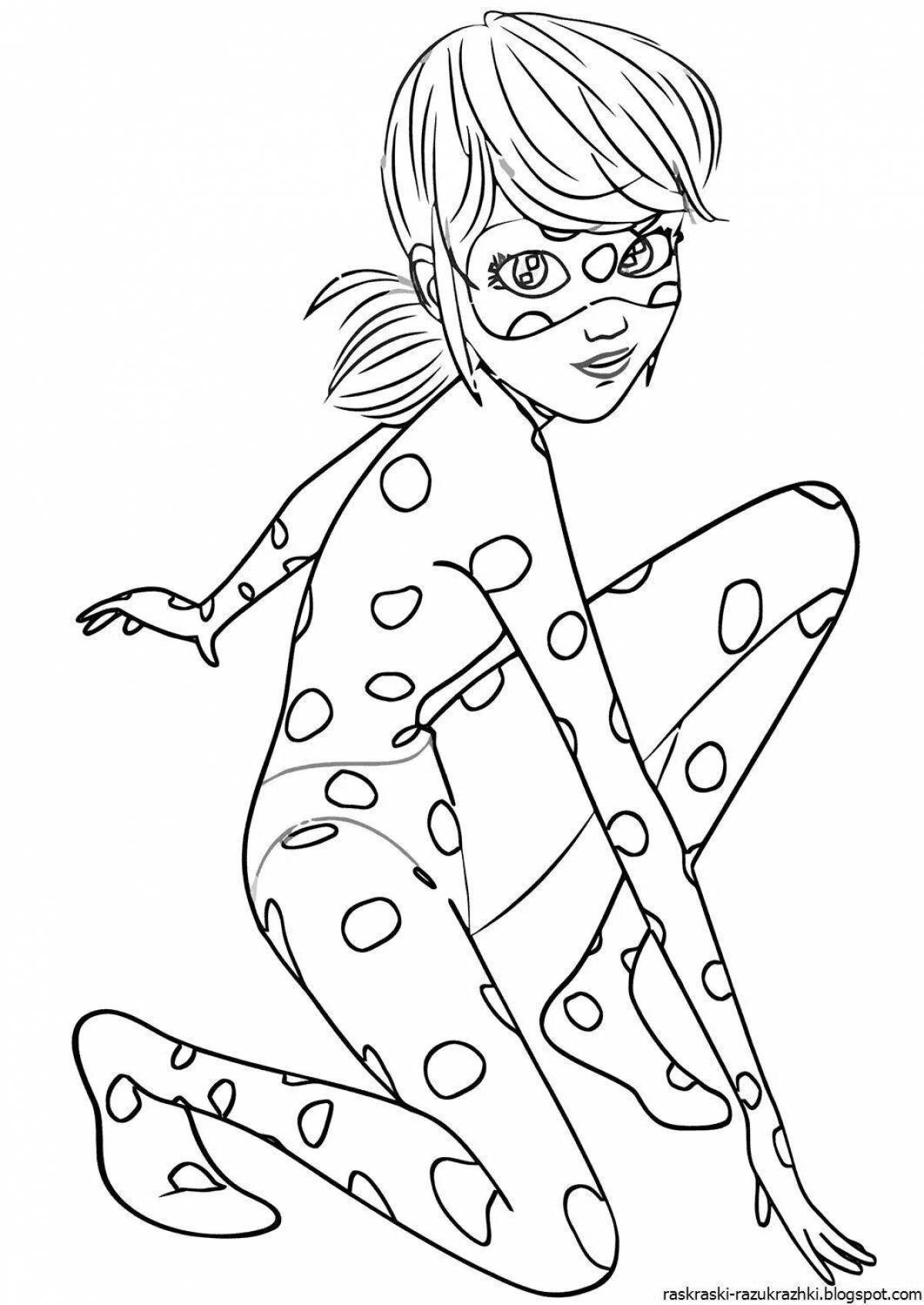 Coloring page happy ladybug