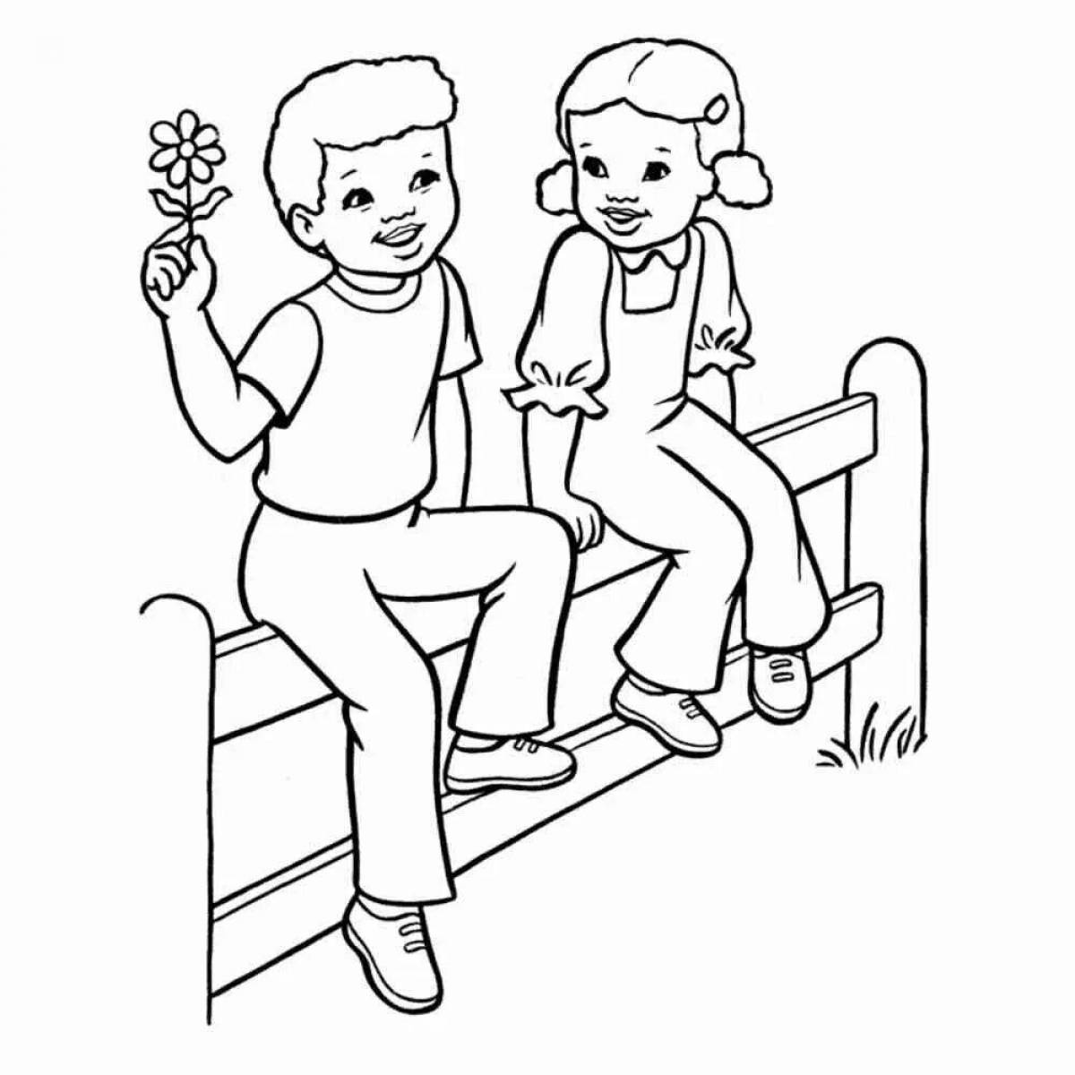 Let's playful coloring page
