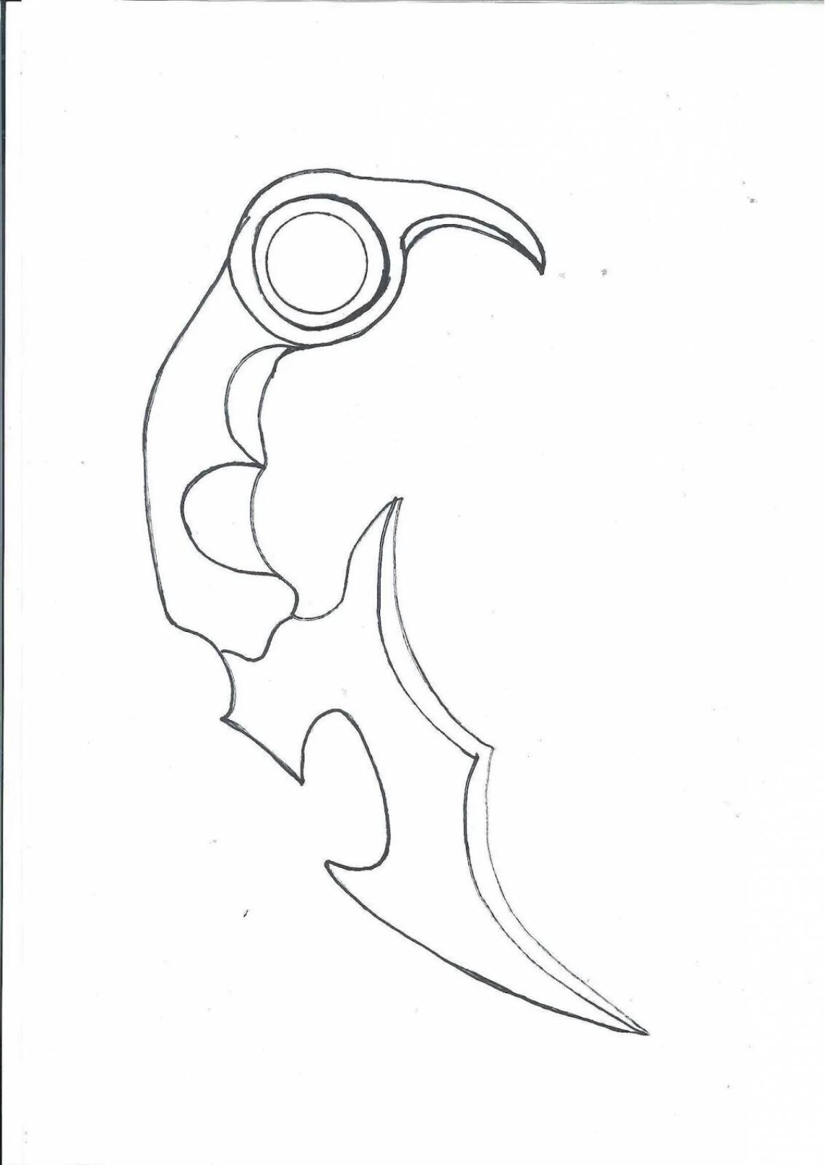 Colorful karambit coloring pages