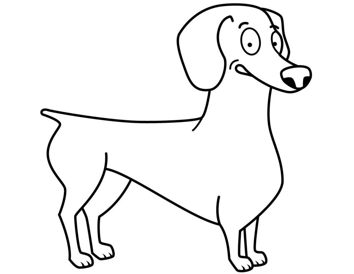 Coloring page playful dachshund