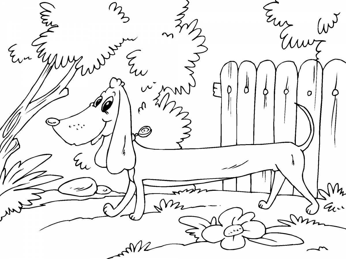 Adorable dachshund coloring page