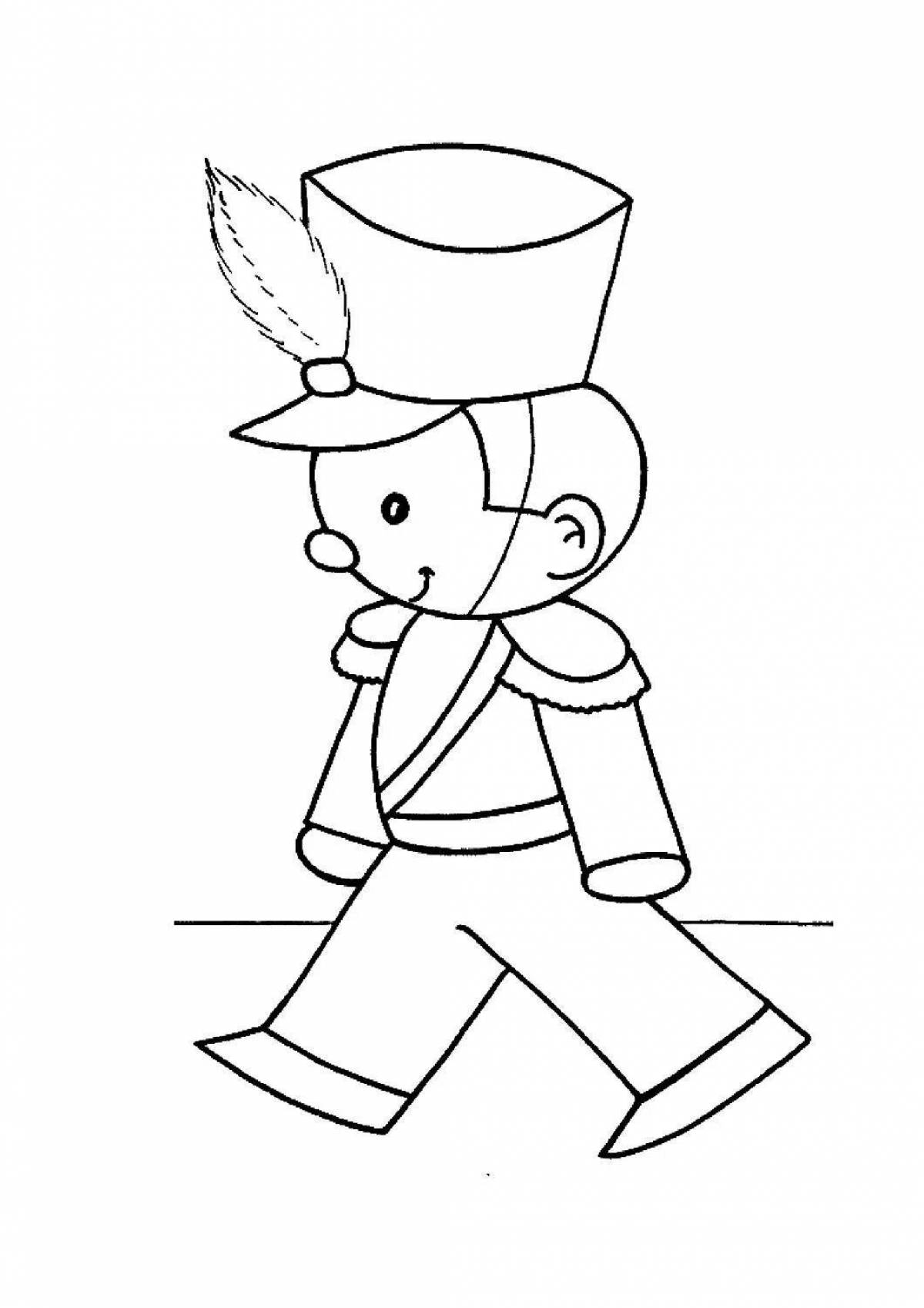 Colorful toy soldier coloring book