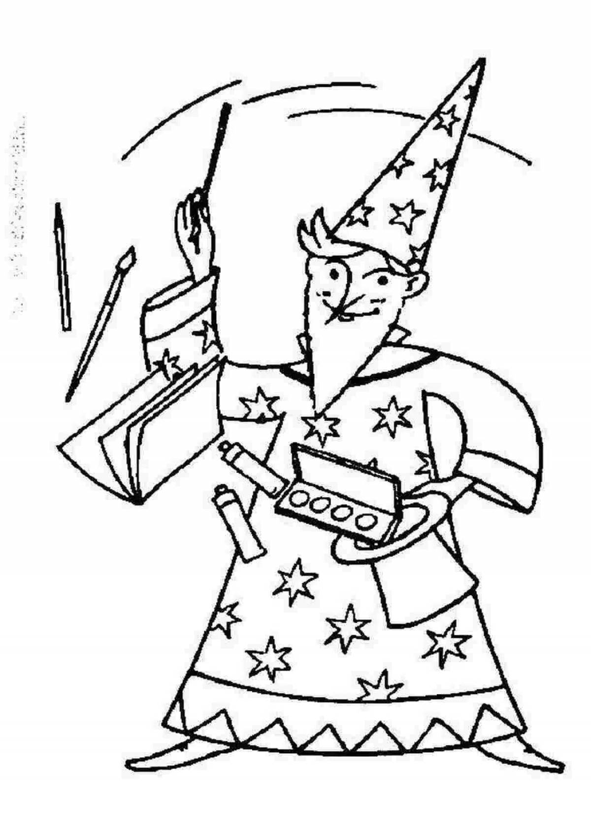 Coloring book bewitching wizard
