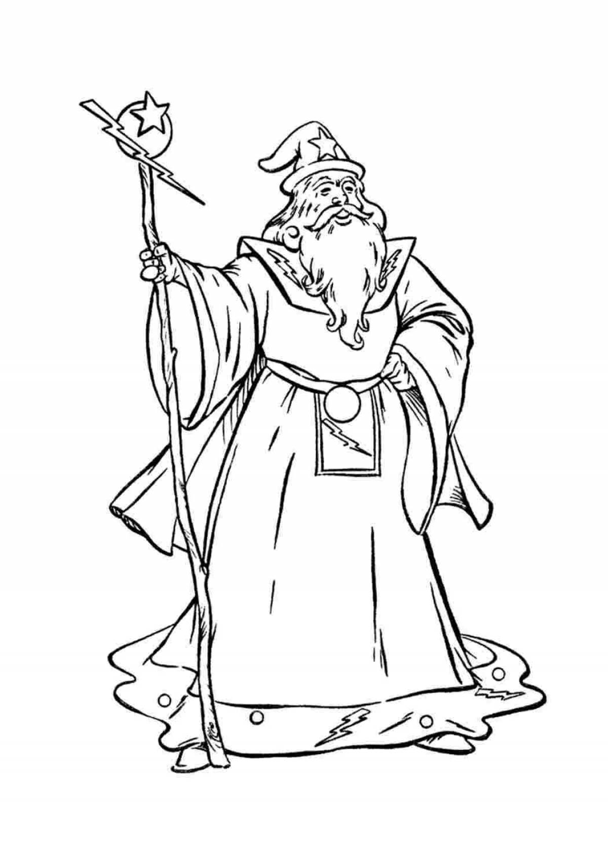 Coloring book gorgeous wizard
