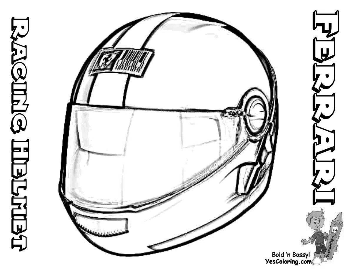 Colourful motorcycle helmet coloring page