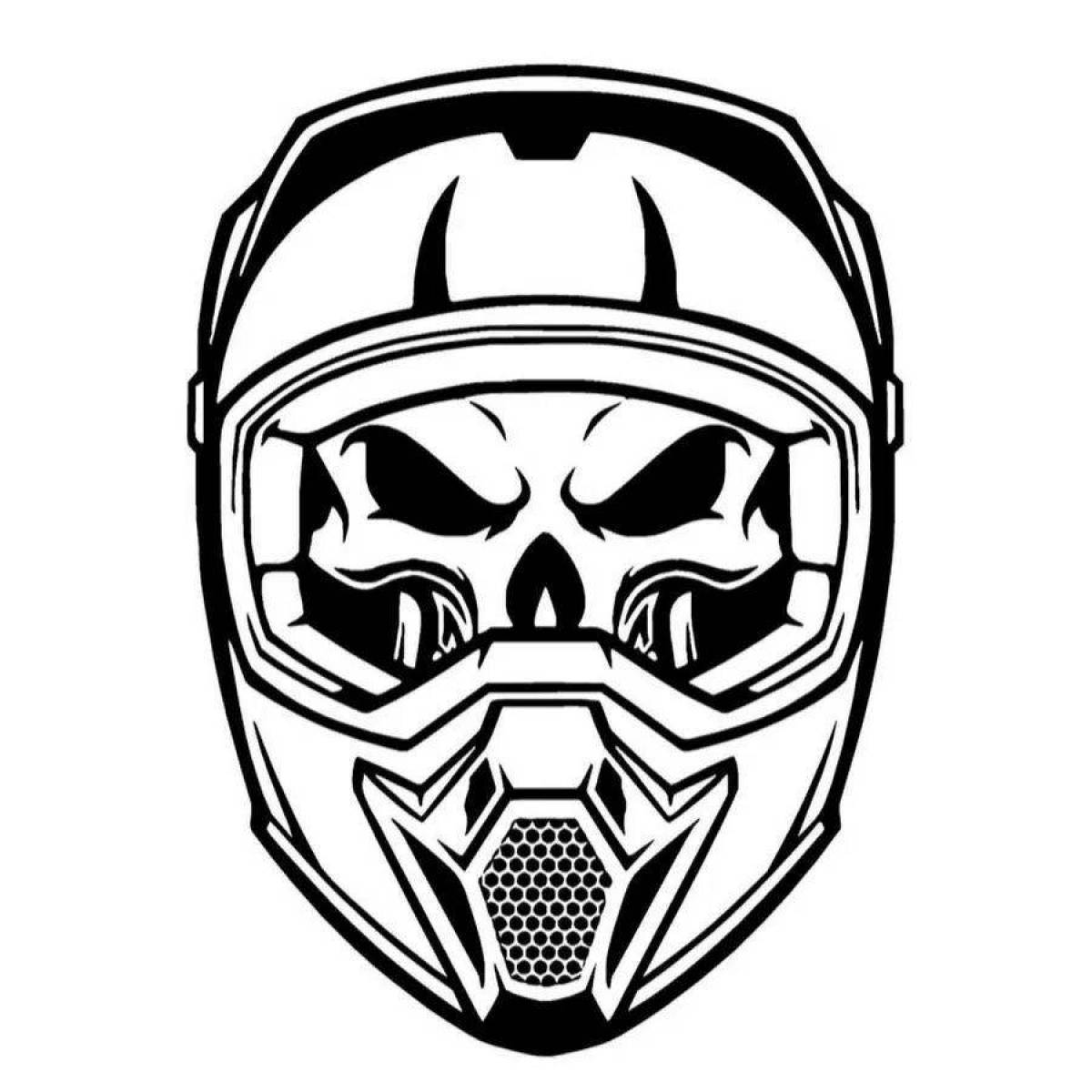 Coloring page shining motorcycle helmet