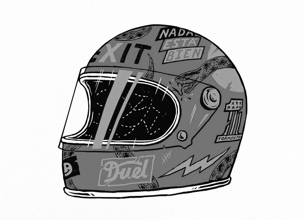Coloring page shiny motorcycle helmet