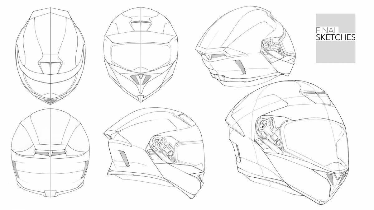 Раскраска очаровательный мотоциклетный шлем