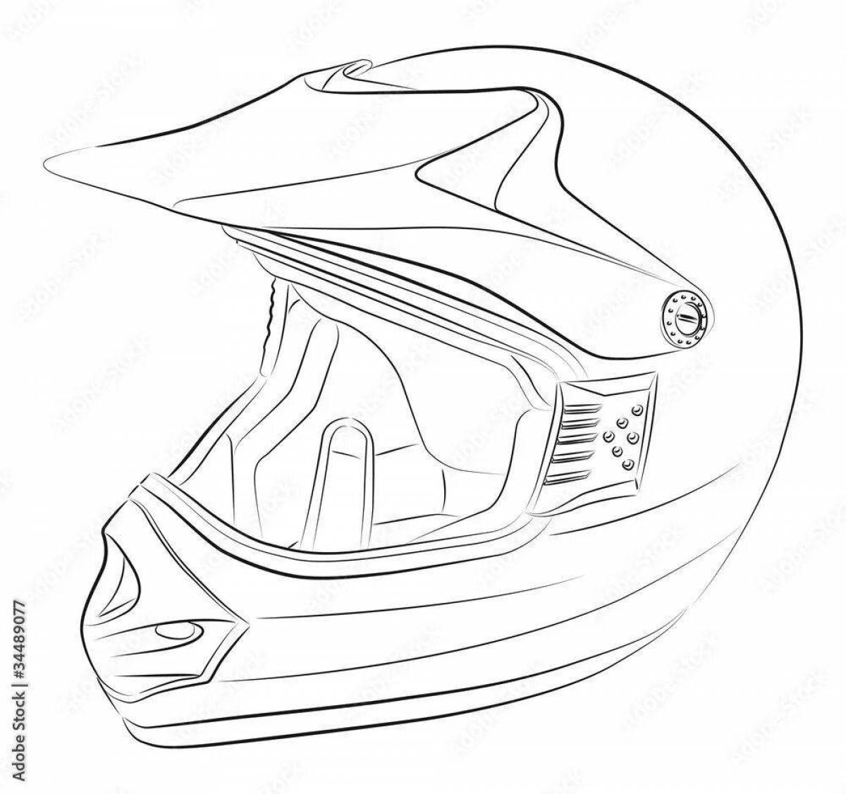 Coloring page of an irresistible motorcycle helmet