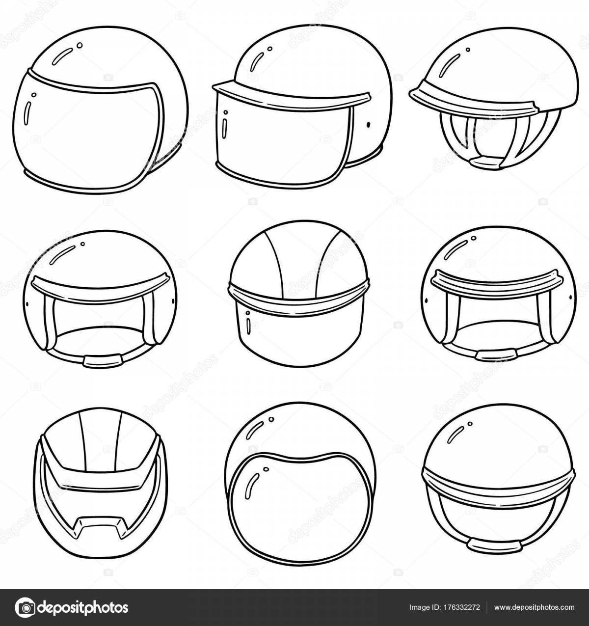 Playful motorcycle helmet coloring page