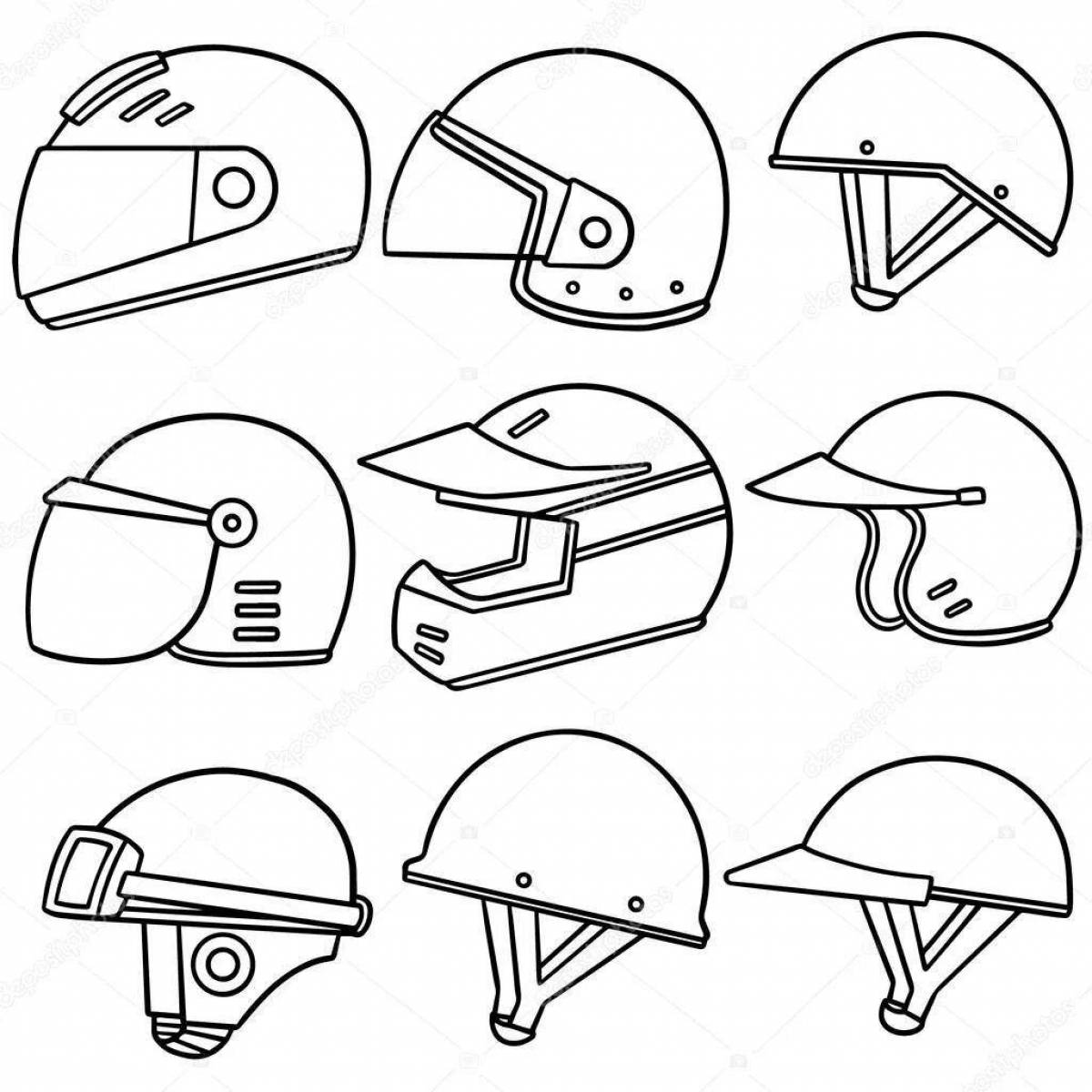 Coloring page stimulating motorcycle helmet