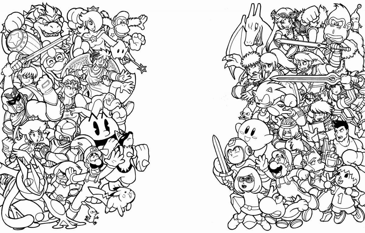 Adorable video game coloring page