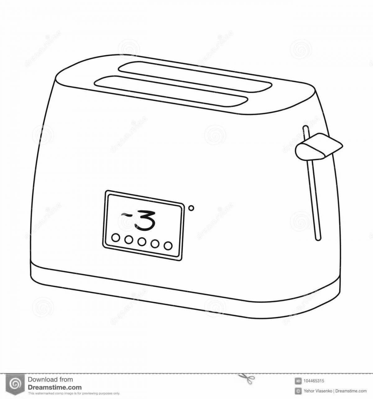 Colorful toaster coloring page