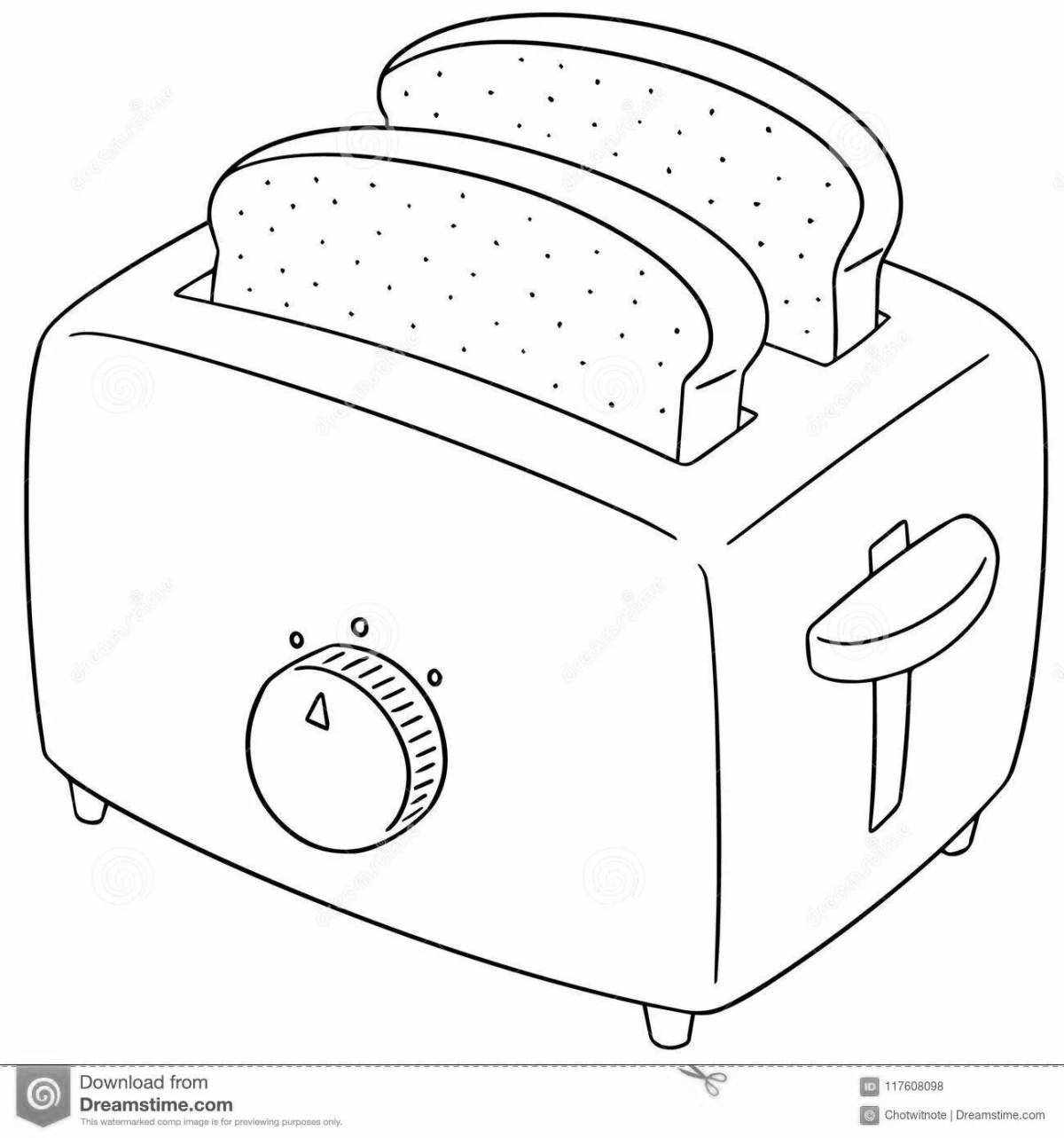 Adorable toaster coloring page