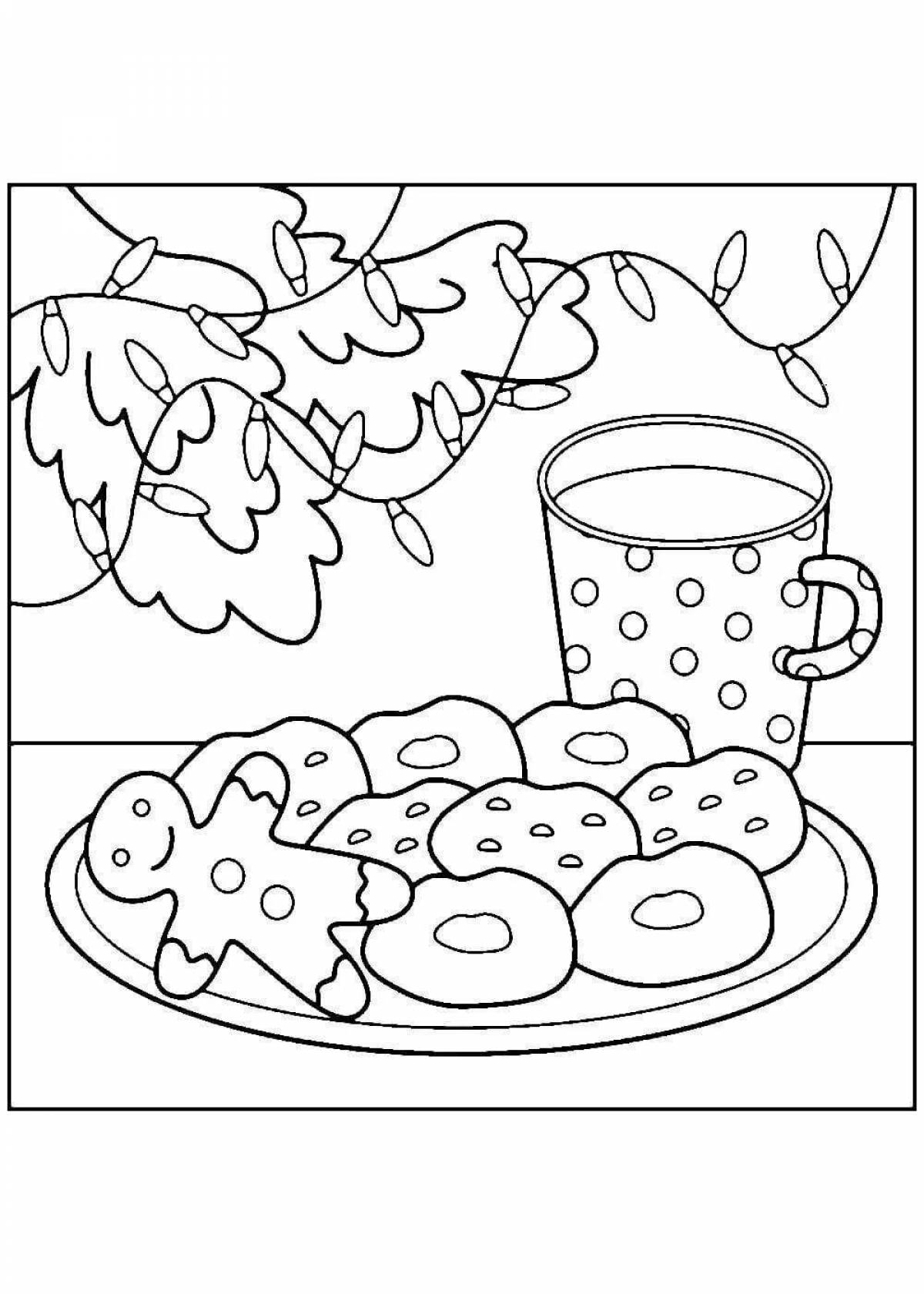 Adorable cookie coloring page for kids