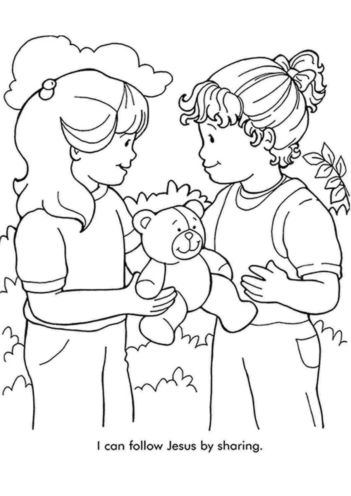 Colorful coloring page interaction