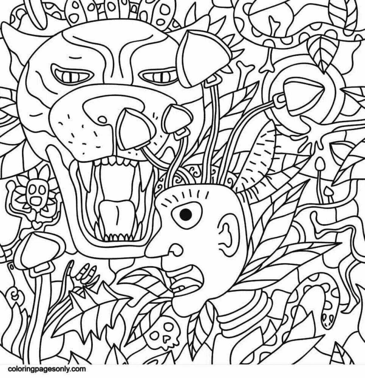 Mystical psychedelic coloring book