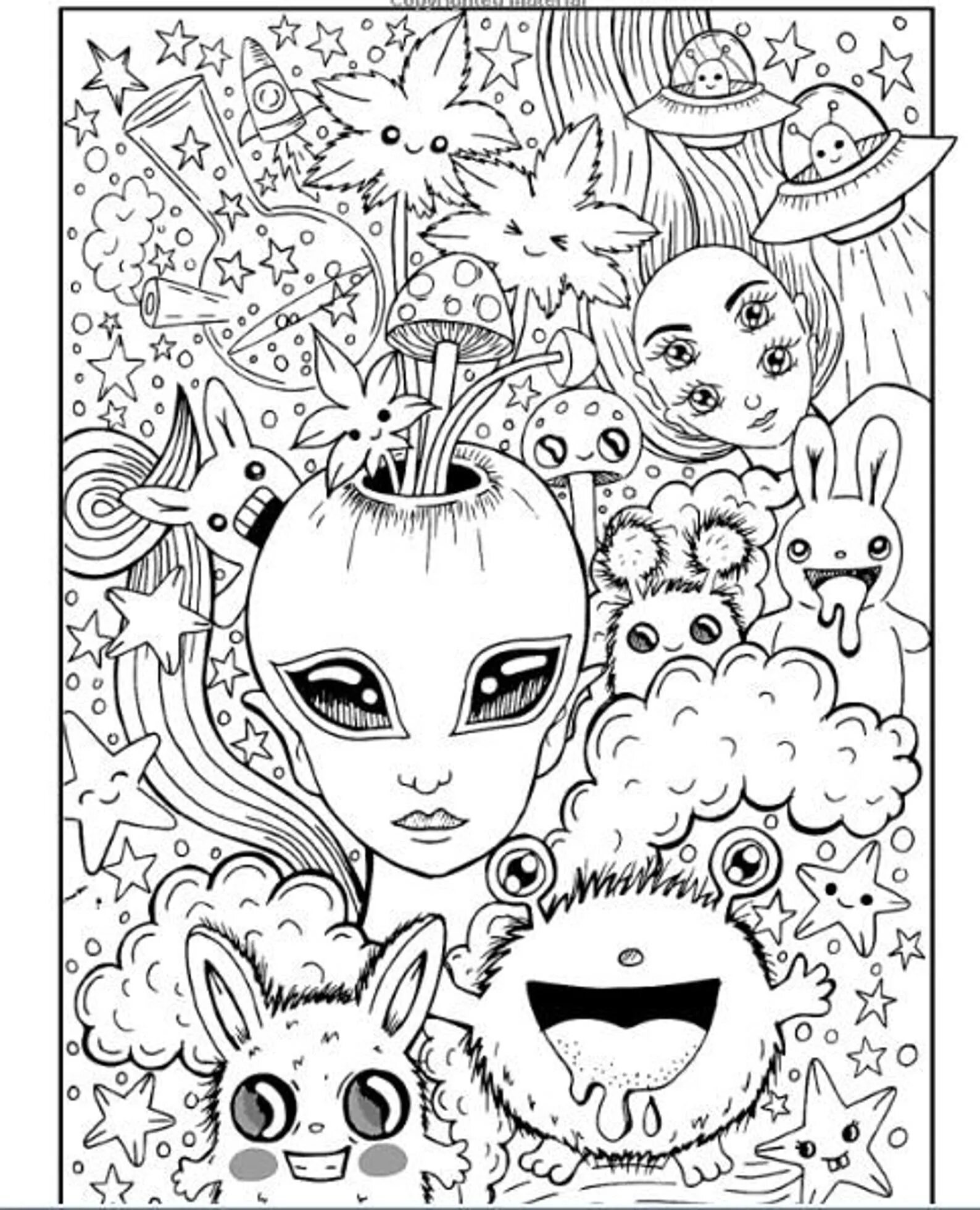 Joyful psychedelic coloring book