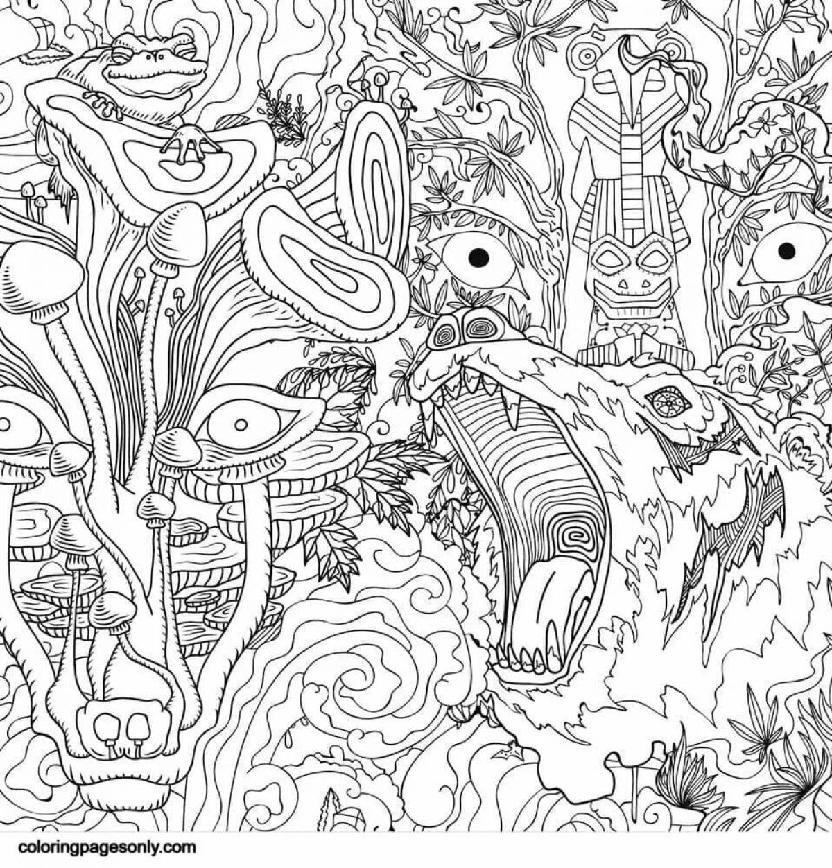 Exciting psychedelic coloring book
