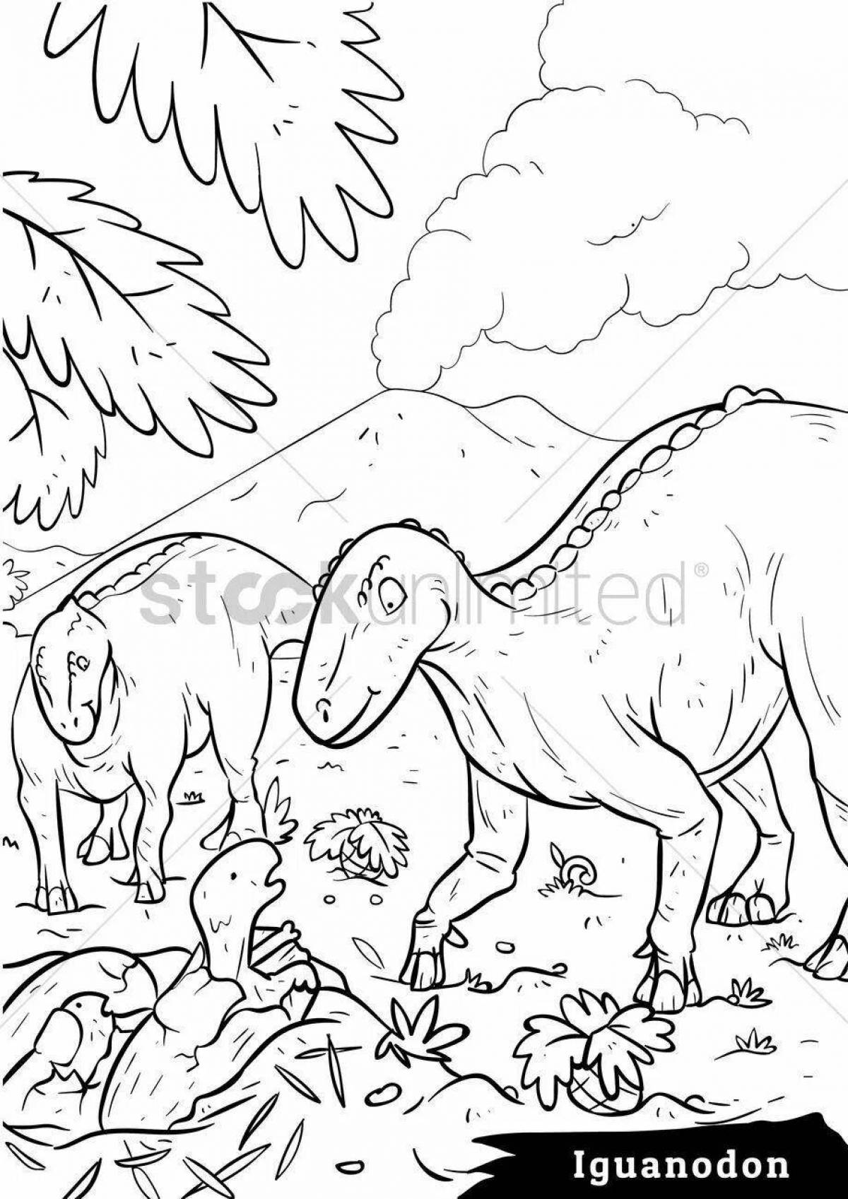 Vibrant iguanodon coloring page