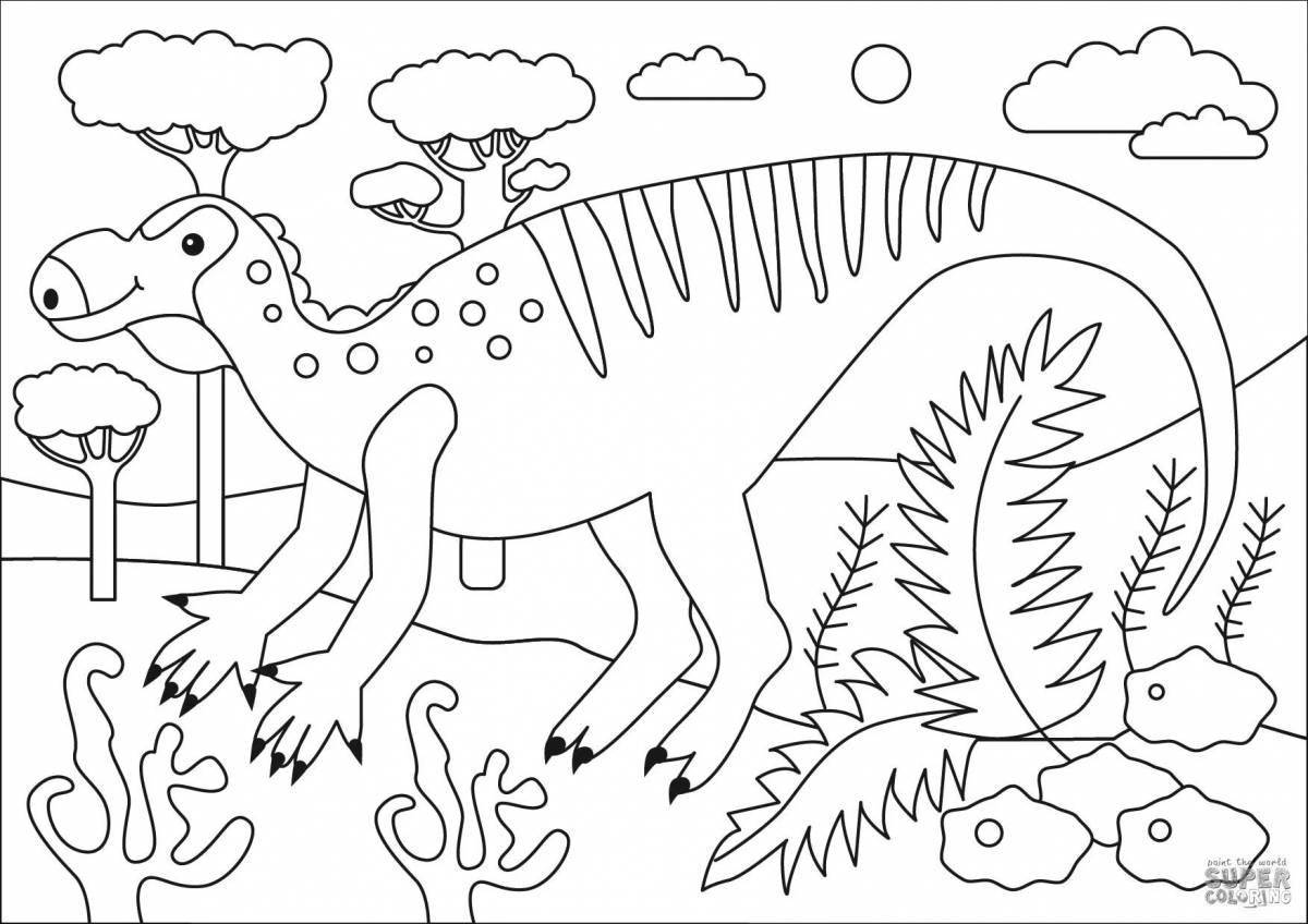 Coloring book calm iguanodon