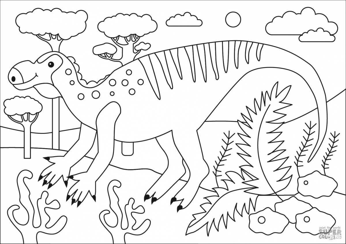 Photo Coloring book calm iguanodon