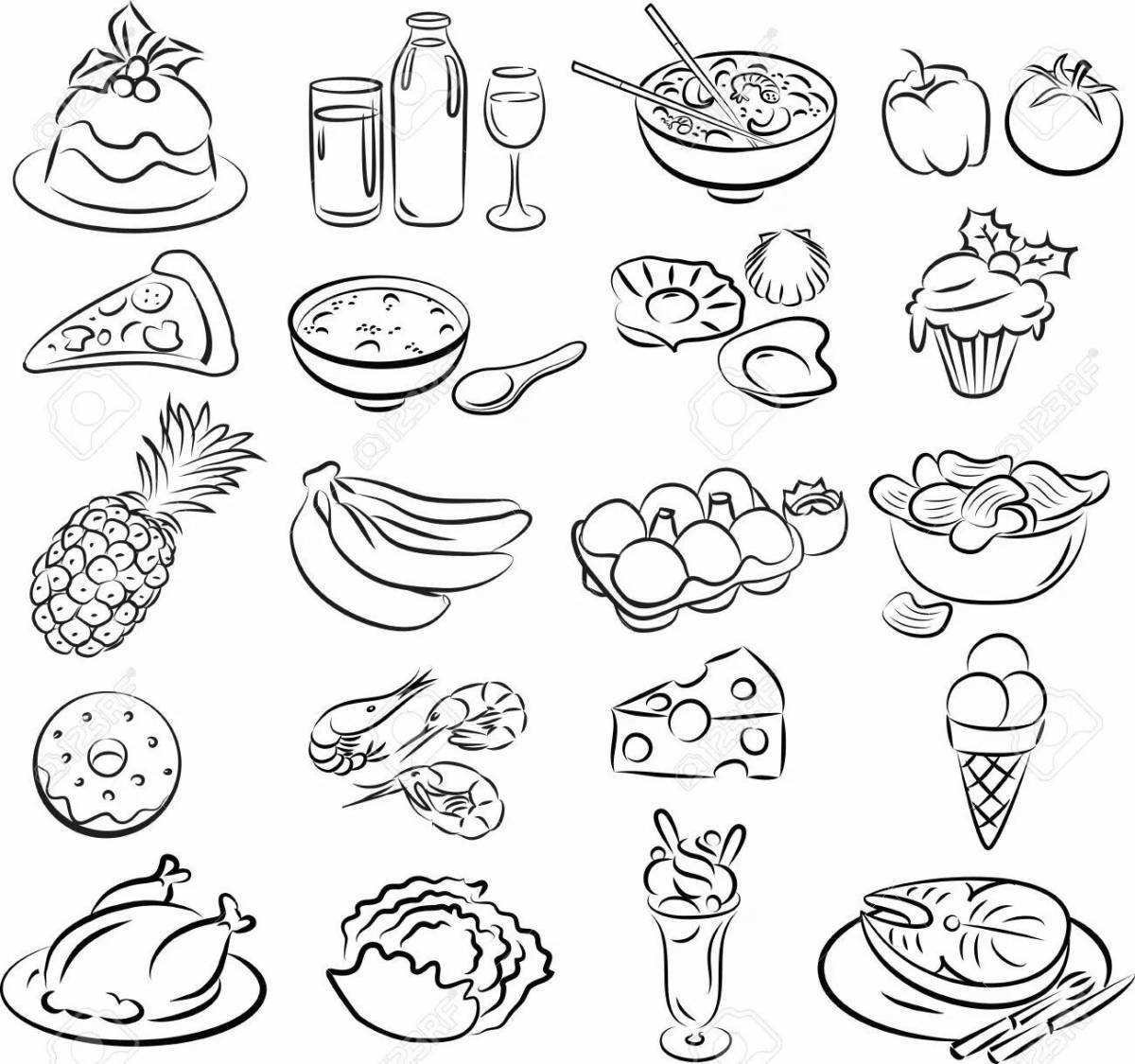 Appetizing healthy food coloring book for kids