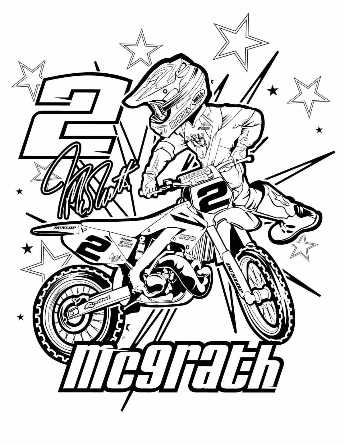 Bright pit bike coloring page