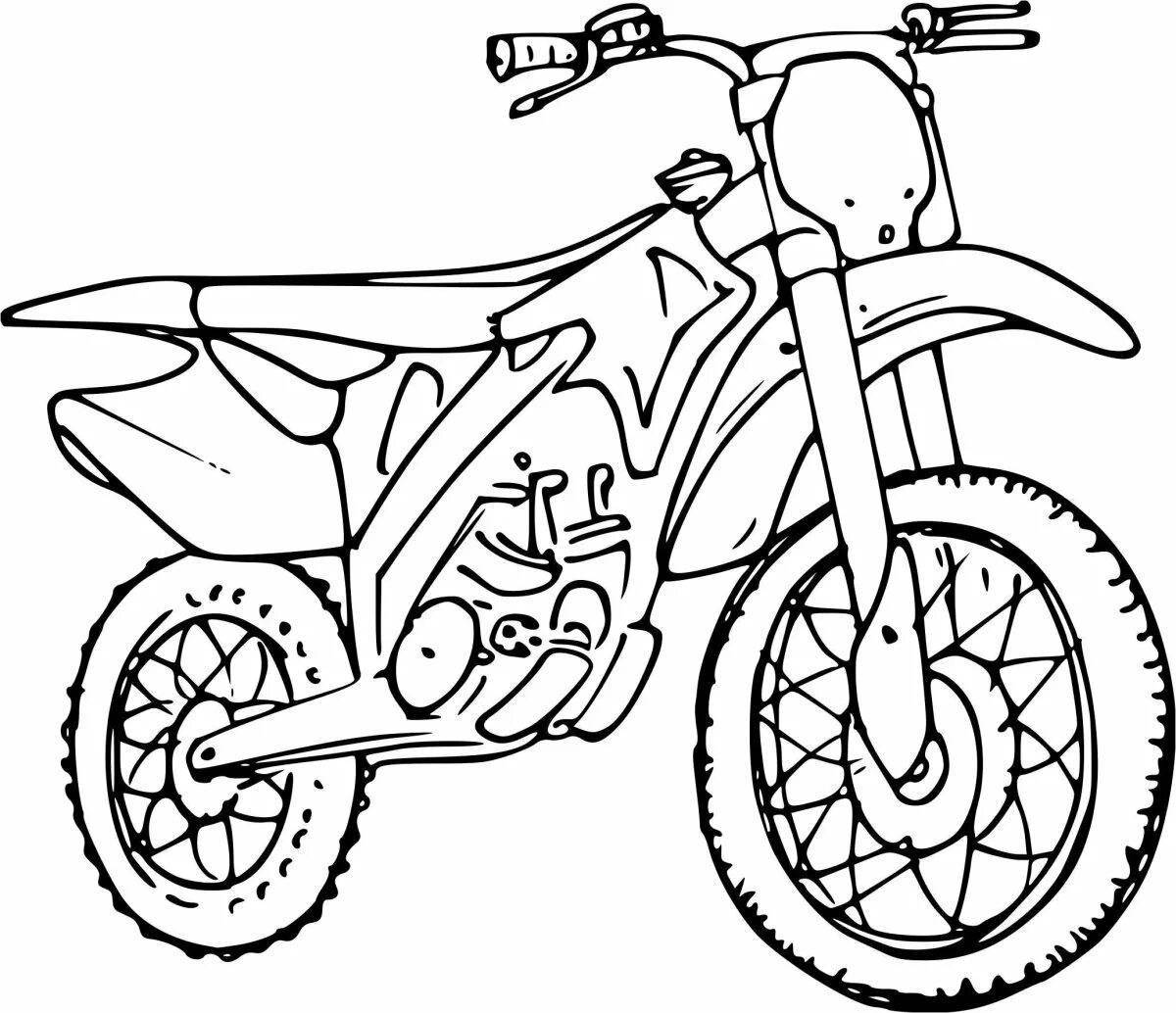 Brightly colored pit bike coloring page