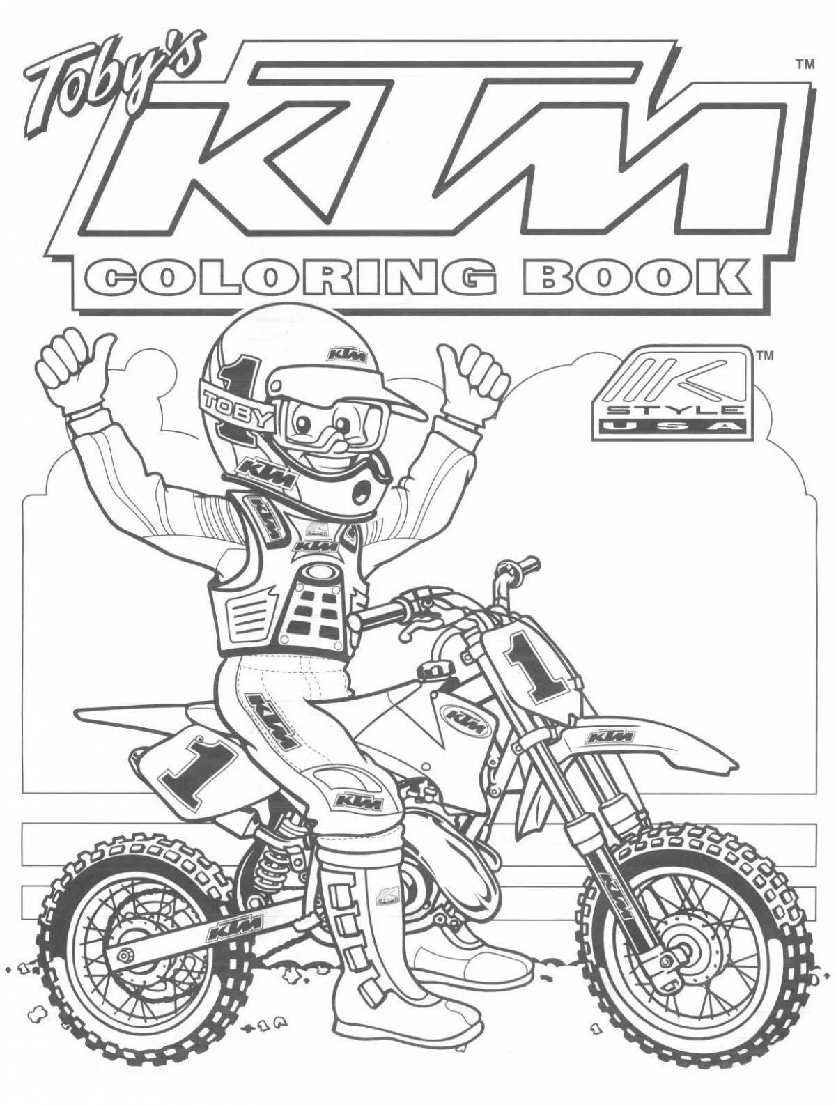 Brightly colored pit bike coloring page
