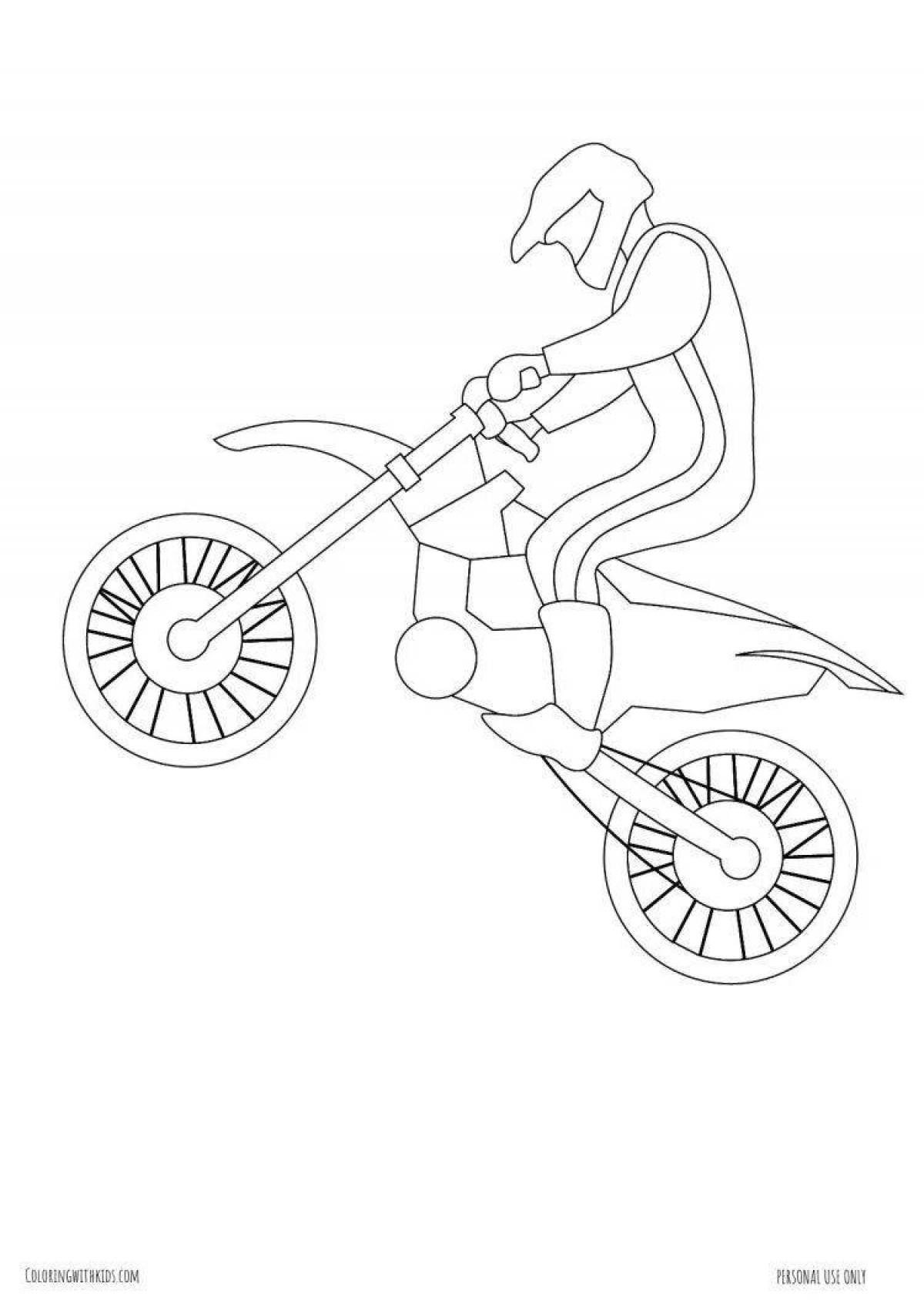 Colorfully drawn pit bike coloring page