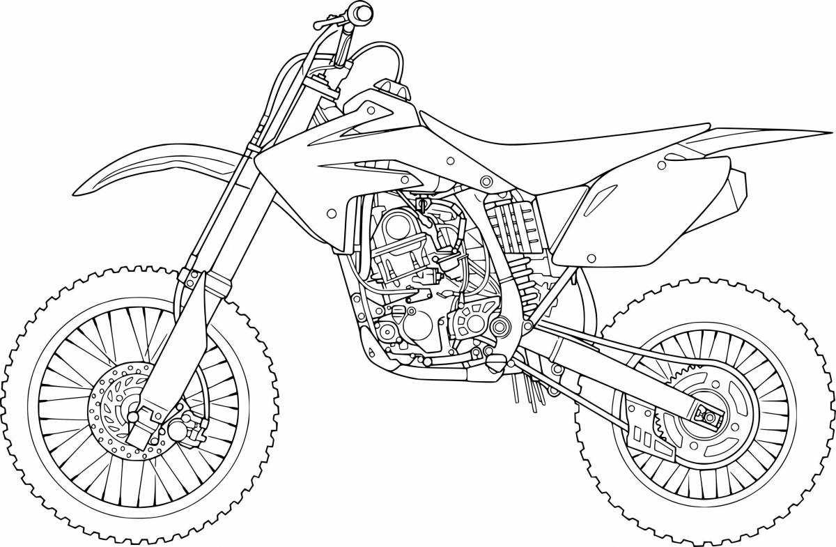 Colorful painted pit bike coloring book