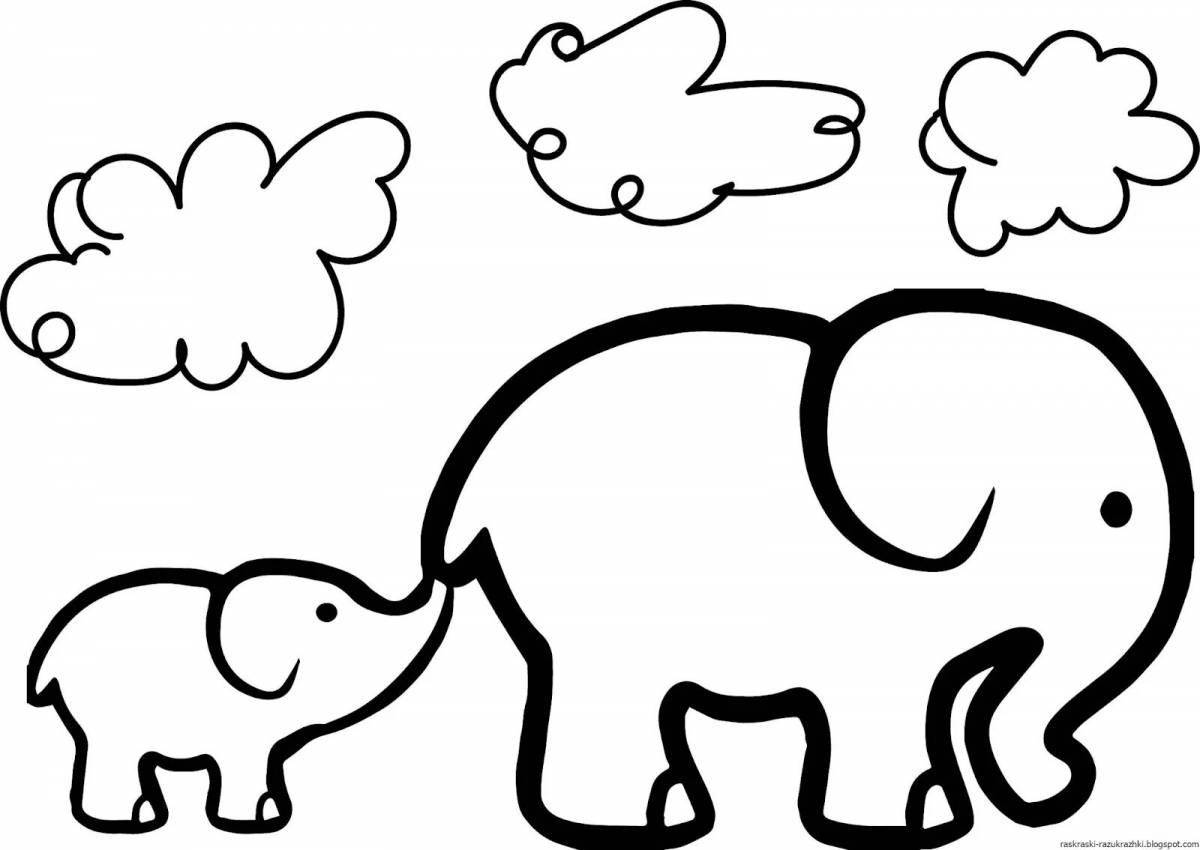 Веселая раскраска слонёнок