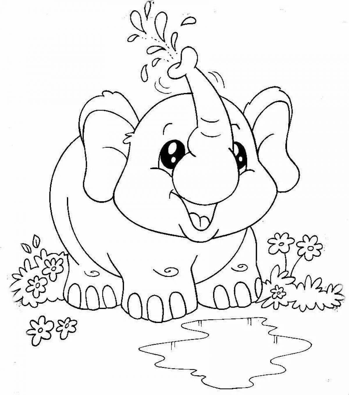 Дружелюбная раскраска слонёнок
