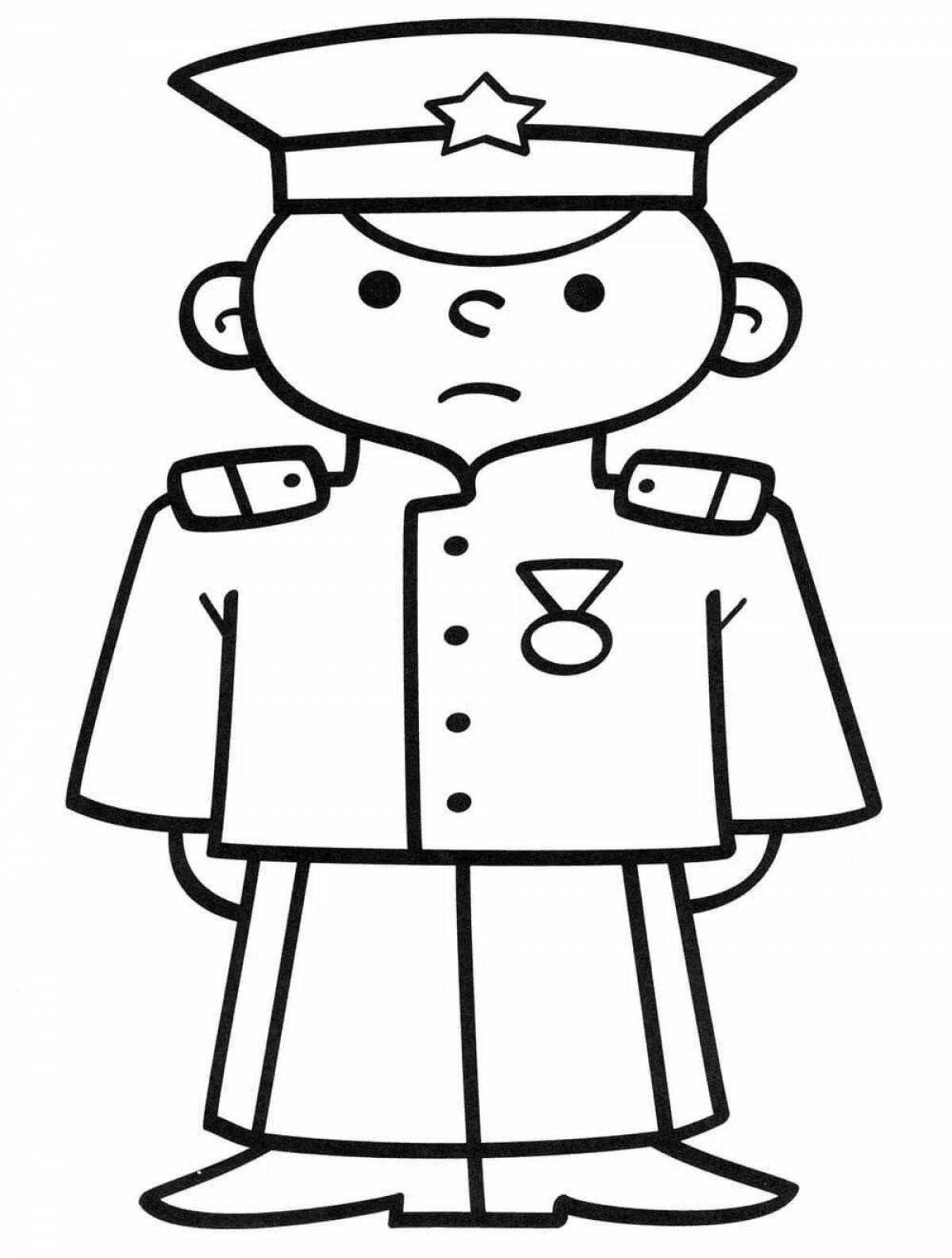 Colorful officer coloring page