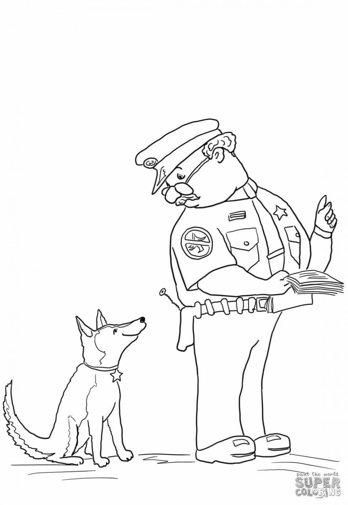 Coloring page joyful officer