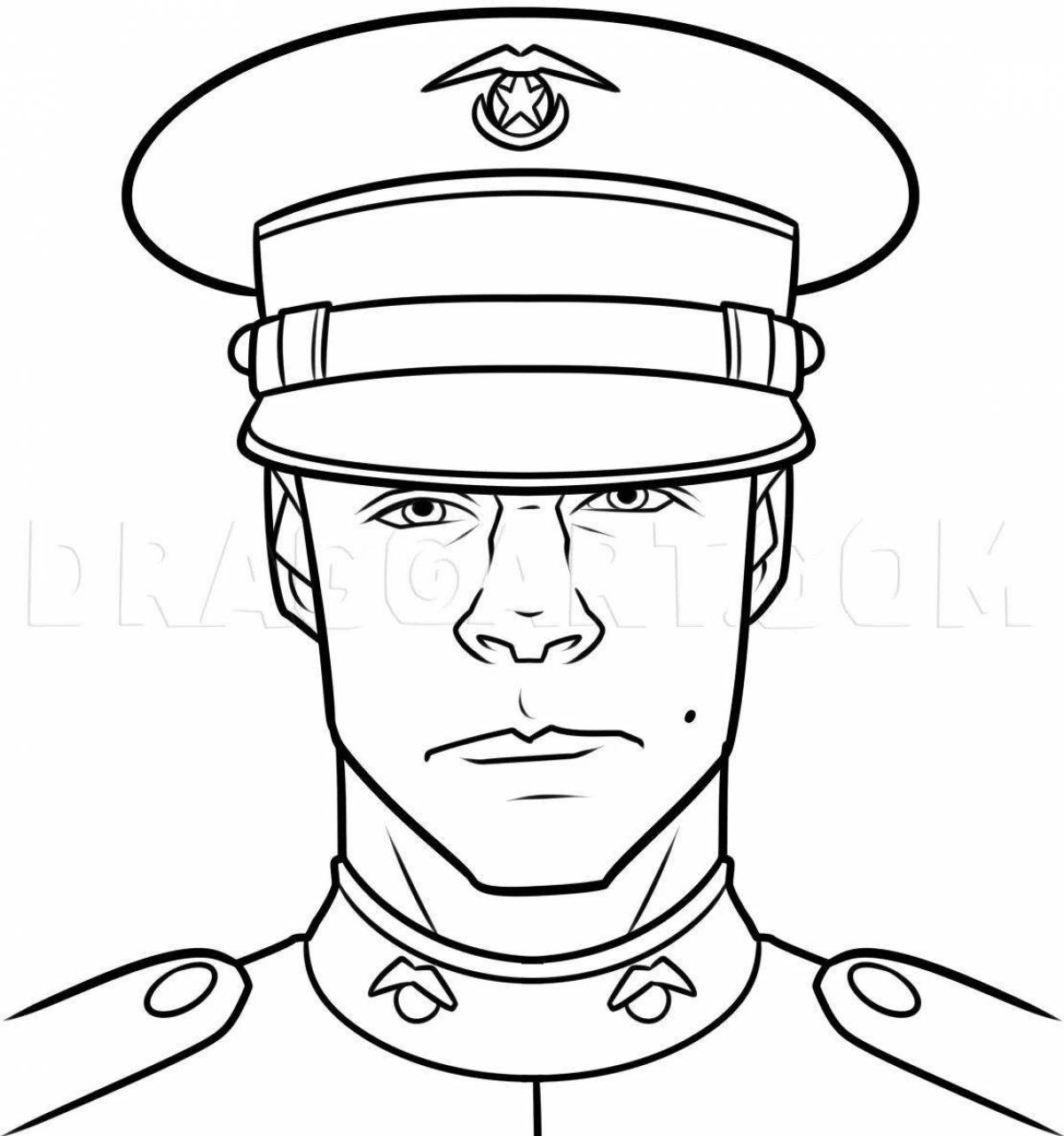 Combat officer coloring page