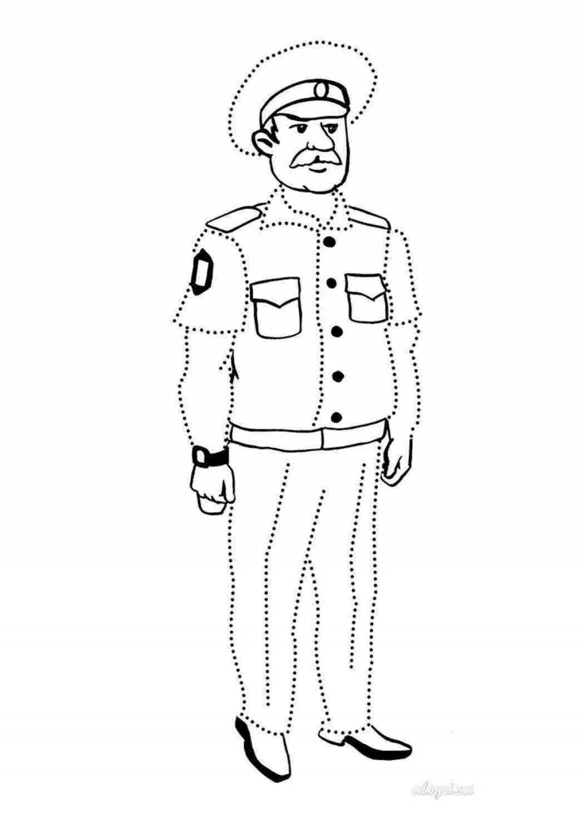 Раскраска сияющий офицер