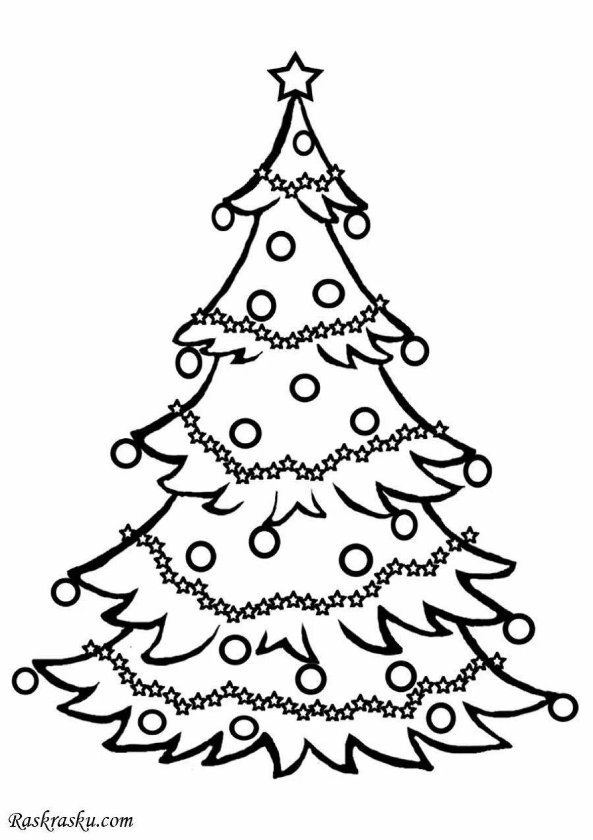Увлекательный рисунок рождественской елки для детей