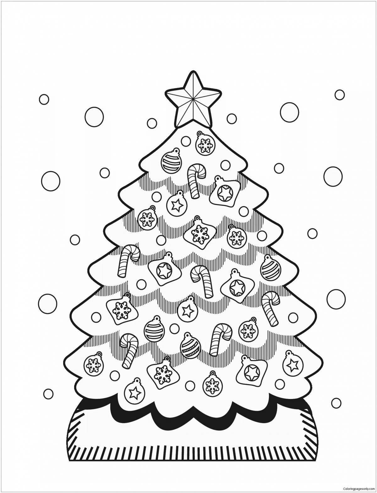 Joyful drawing of a Christmas tree for children