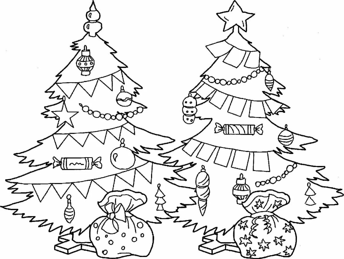 Coloring book gorgeous Christmas tree