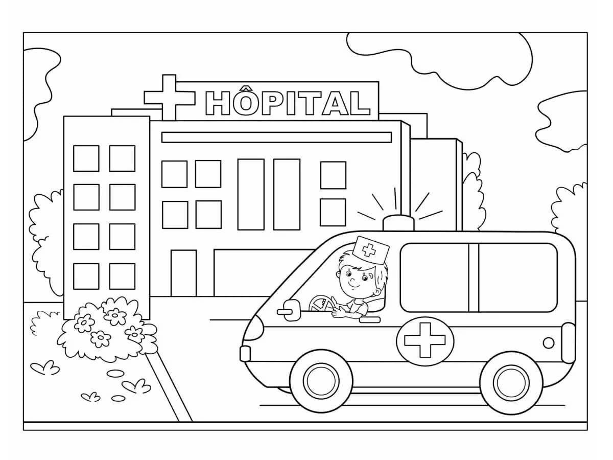 Adorable hospital coloring book for kids