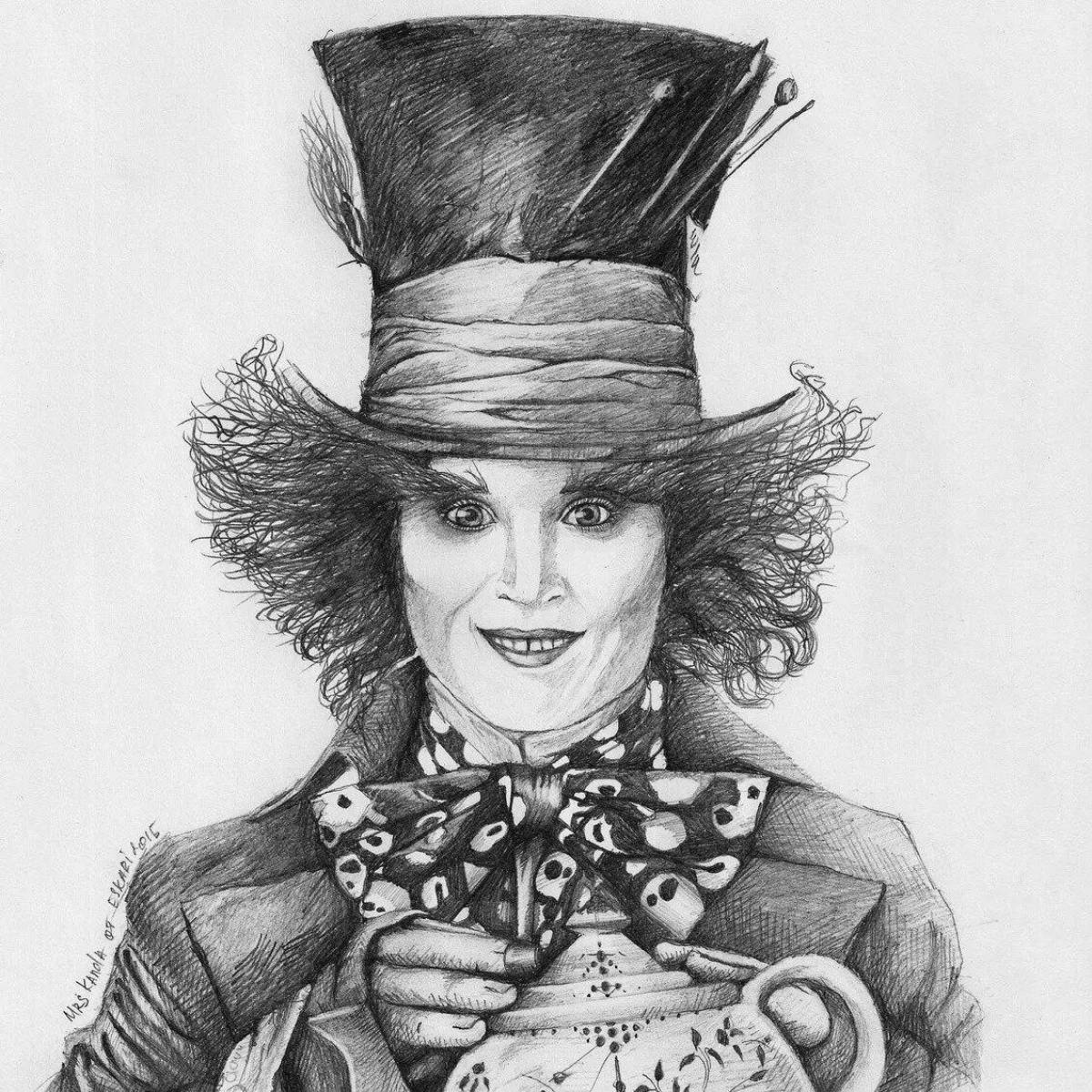 Outlandish hatter coloring page