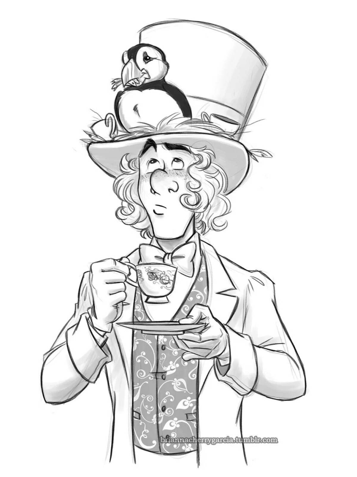 Animated hatter coloring page