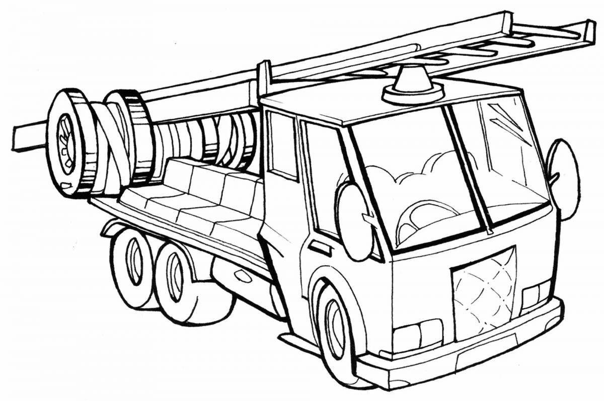 Coloring funny fire truck