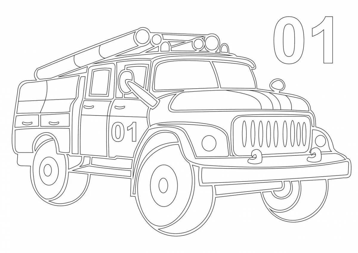 Playful fire truck coloring page