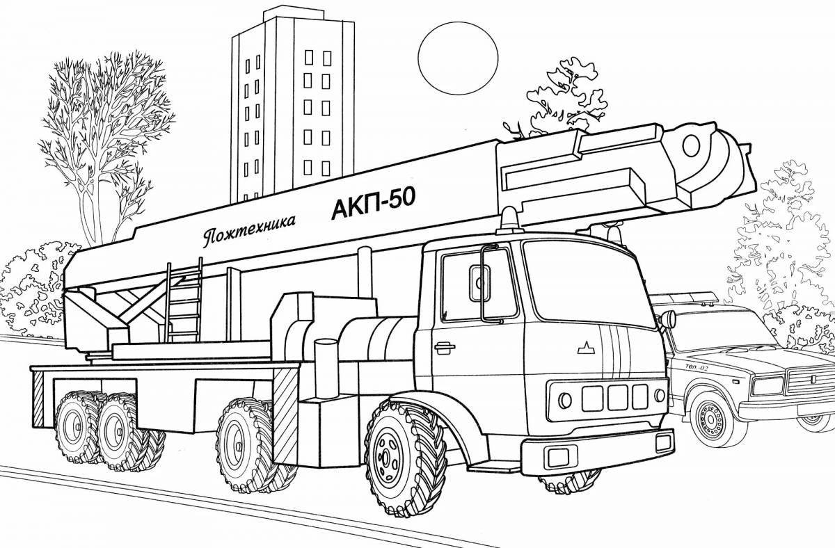Charming fire truck coloring page